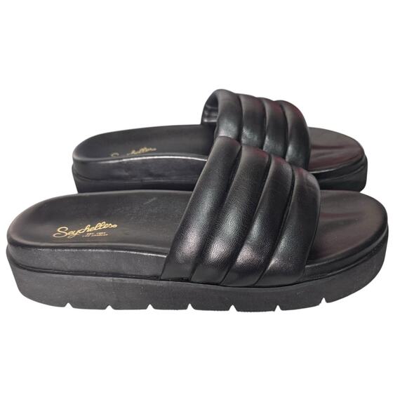 Seychelles Shoes - Seychelles Womens Sz 10 Vibe Check Leather Slip On Black Platform Puffer Sandals